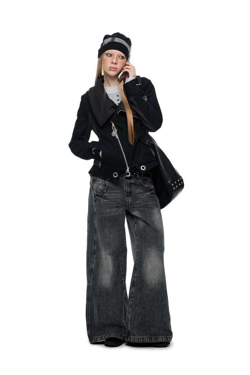 Shadow Fold Asymmetric Knit Jacket