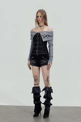 Tribal Corset Off-Shoulder Top