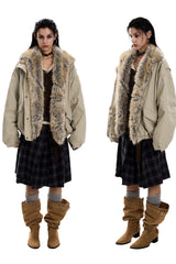 Feral City Fur-Collar Jacket - Apricot