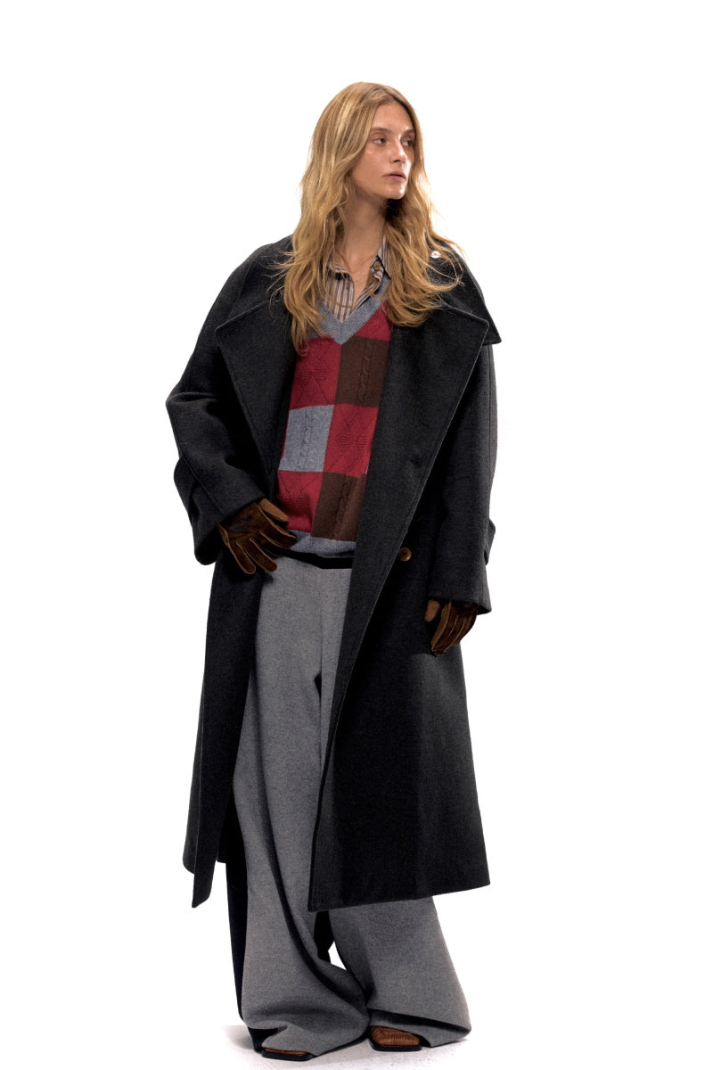 Structured Elegance Wool Maxi Coat