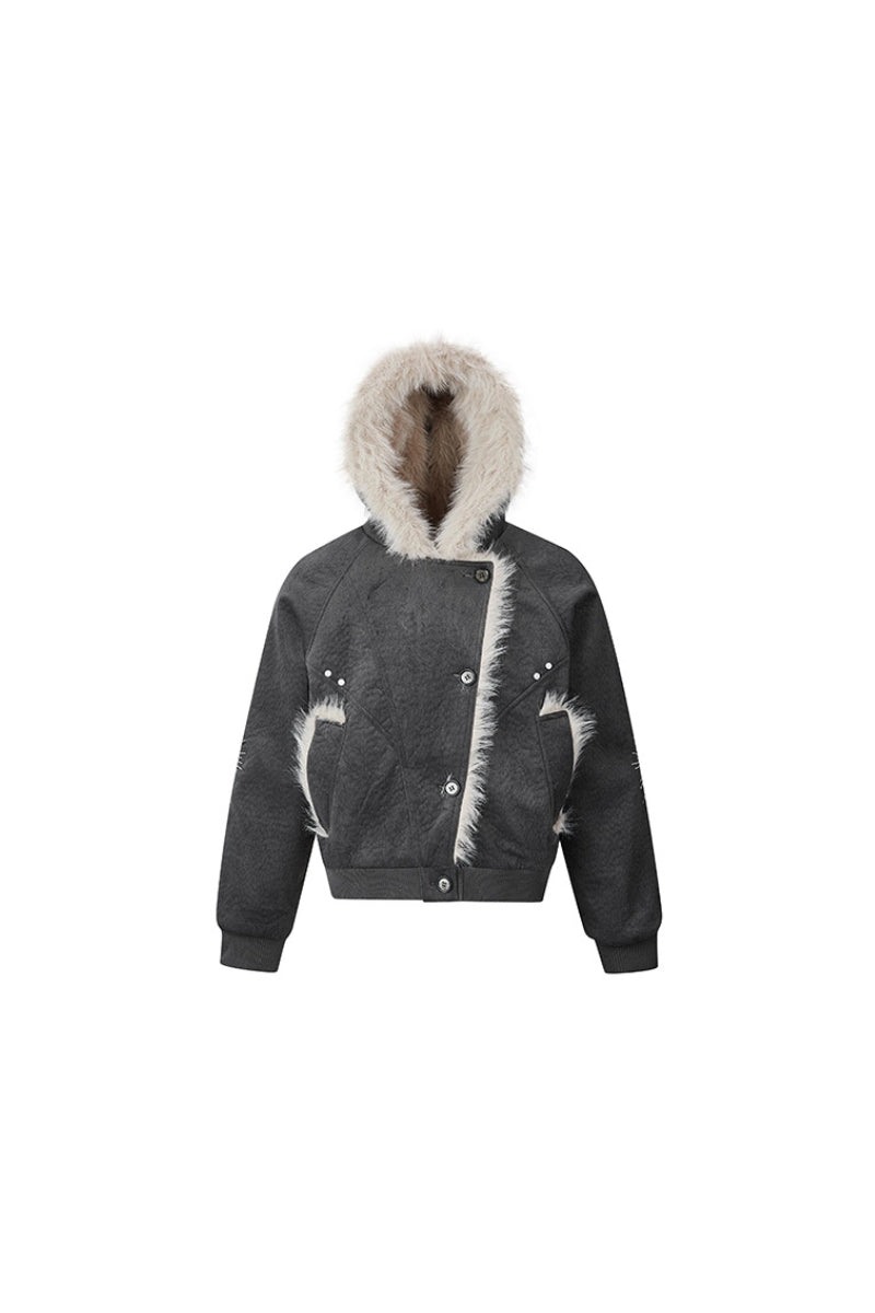 Shadowline Faux Fur Asym Hooded Jacket