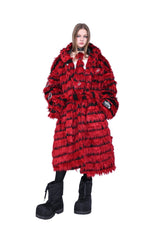 Scarlet Eclipse Striped Faux Fur Coat