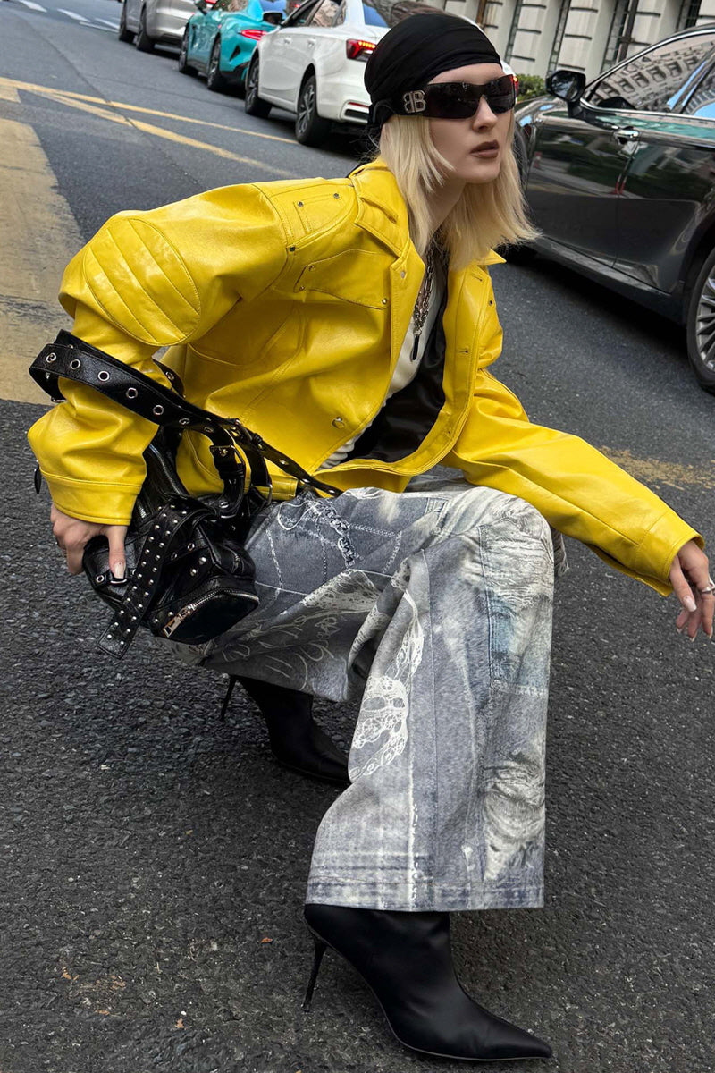 Electric Blaze Yellow Leather Jacket