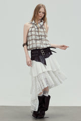 Sheer Plaid Halter Top
