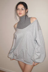 Layered Slouch Off-Shoulder Sweatshirt