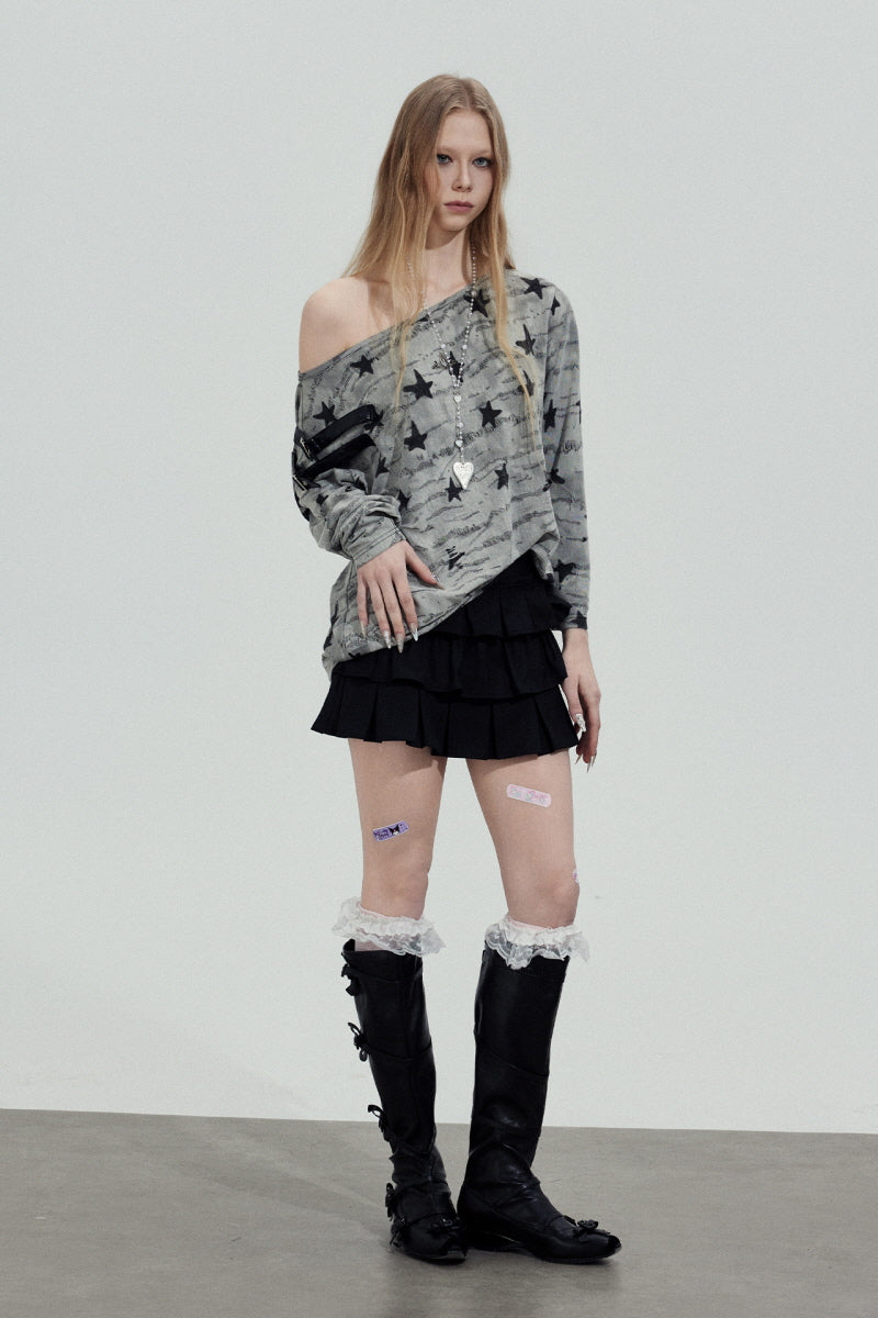 Star Graphic Off-Shoulder Top
