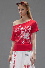 Star Riot Off-Shoulder Graphic Tee