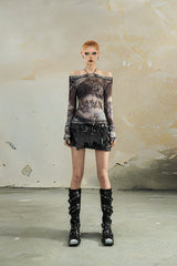 Offbeat Burnout Graphic Mesh Top