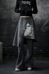 Asymmetric Overlay Straight Pants