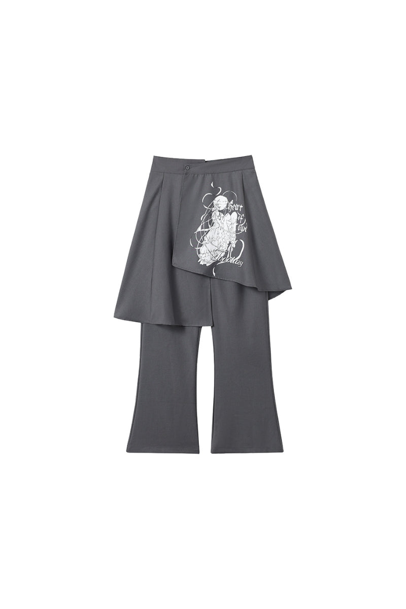 Asymmetric Overlay Straight Pants