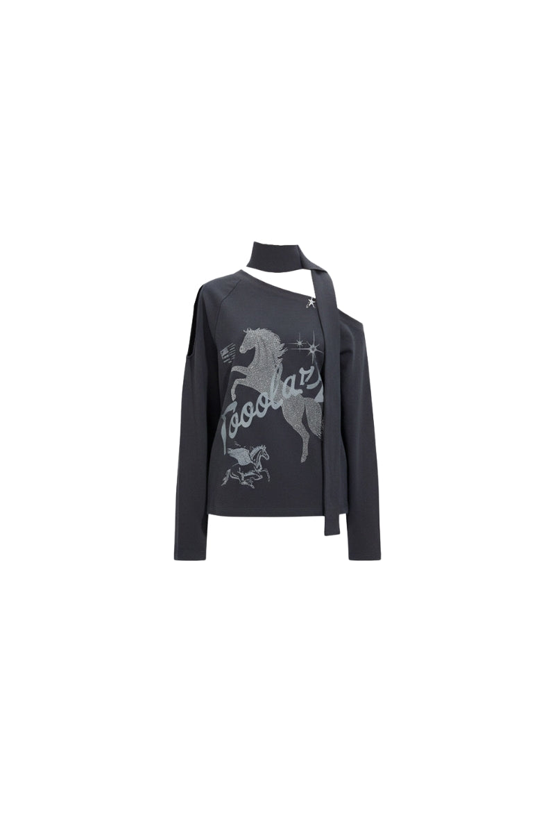Midnight Rider Scarf Top - Black
