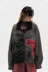 Red Fragment Graffiti Zip Jacket