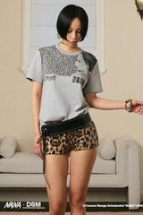 Leopard Edge Graphic Tee - Gray