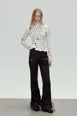 Polka Dot Mesh Slim Top