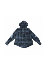 Blue Plaid Hooded Shirt Jacket