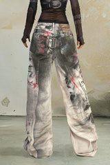 Urban Chaos Paint-Splattered Wide-Leg Jeans