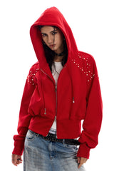 City Riot Stud Hoodie - Red