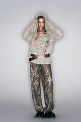 Ethereal Rust Abstract Printed Wide-Leg Pants