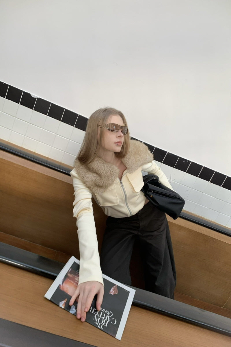 Apricot Trace Fur Jacket