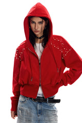 City Riot Stud Hoodie - Red