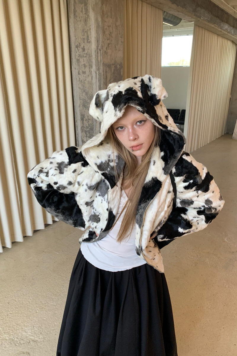 Milk Noise Fur Hoodie