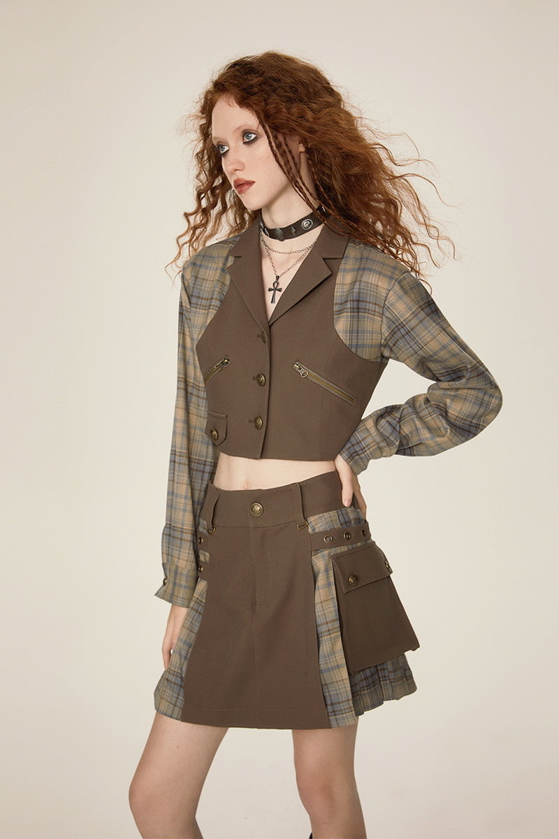 Plaid Hybrid Pocket Mini Skirt