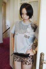 Leopard Edge Graphic Tee - Gray
