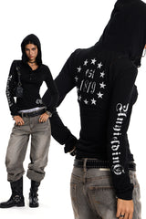 Night Code Gothic Hood Top - Black