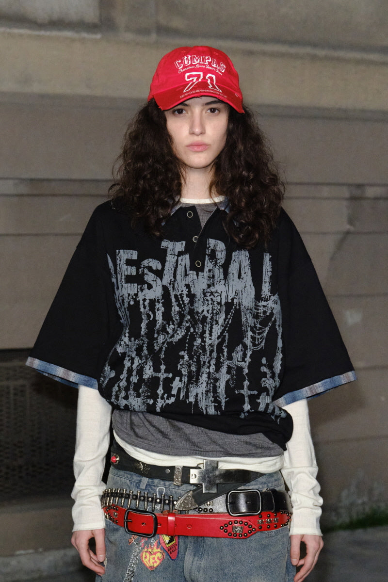 Plaid Noise Graphic Polo Tee