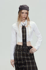 Plaid Tie Cropped Shirt