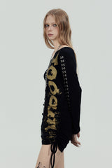 Gold Rebel One-Shoulder Mini Dress