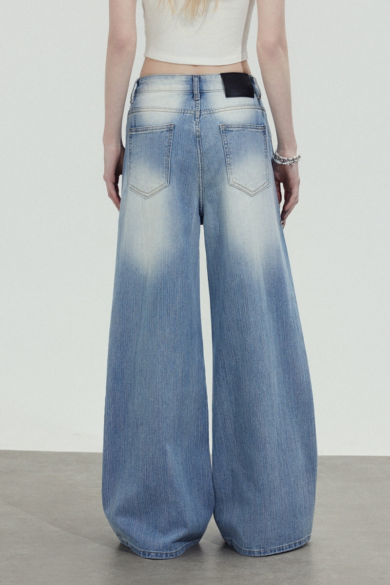 Vintage Wash Wide Leg Jeans