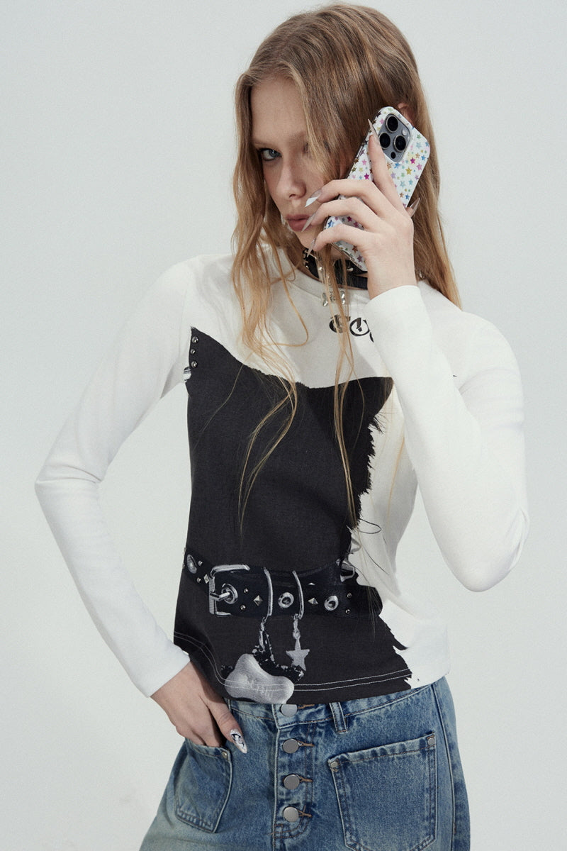 Rebel Belt Graphic Long Sleeve Top