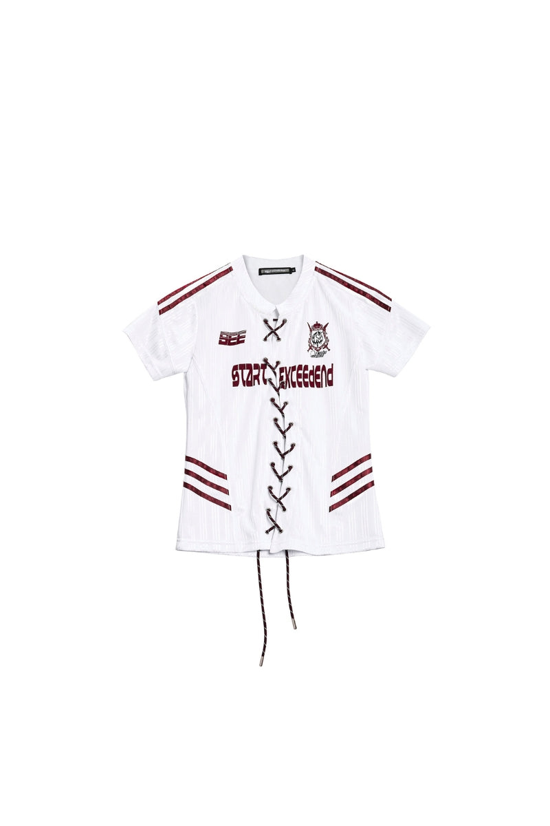 Lace-Up Jersey Slim T-Shirt