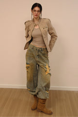 Studded Short Leather Jacket