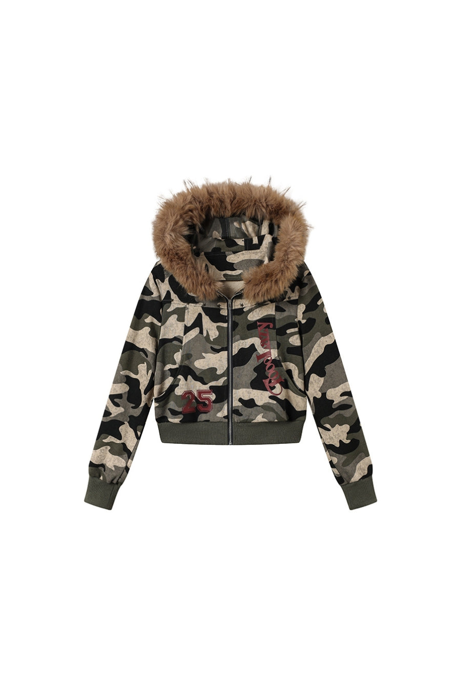 Camo Edge Faux Fur Hooded Jacket