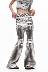 Leopard Double Waist Bootcut Jeans