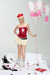 Star Emblem Red Bandeau Knit Top