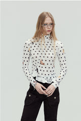 Polka Dot Mesh Slim Top