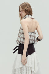 Sheer Plaid Halter Top