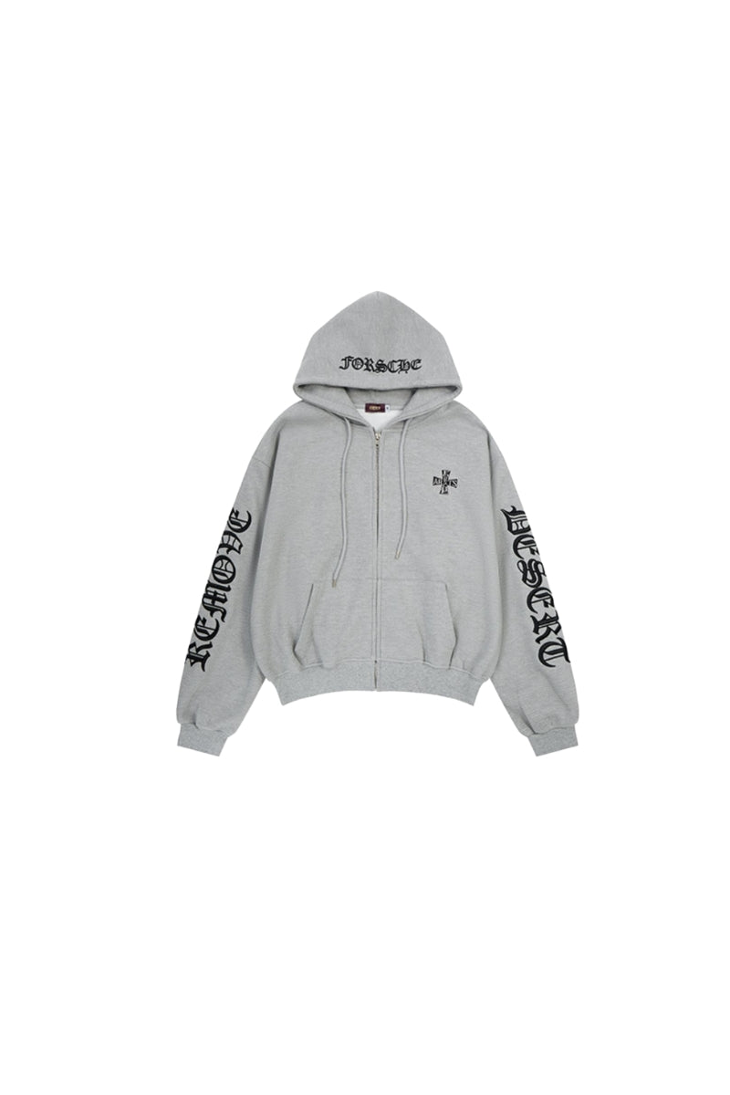 Gothic Waffle Oversized Zip Hoodie