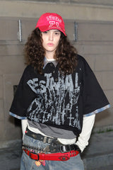 Plaid Noise Graphic Polo Tee