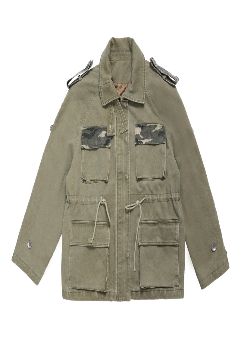 Dual-Tone Washed Camouflage Utility Jacket