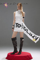 Bold Streamer Sleeveless Dress