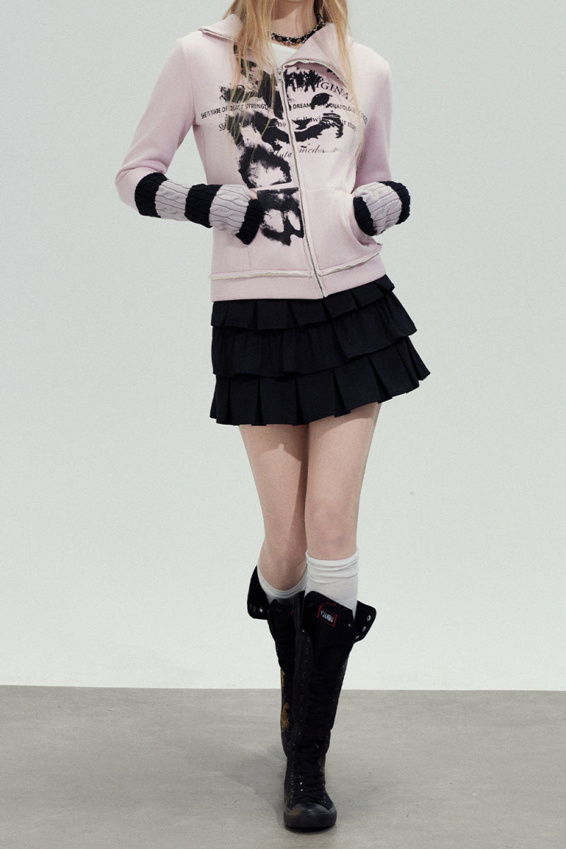 Tiered Pleated Mini Skirt