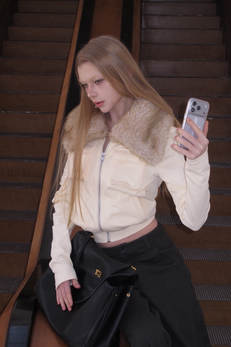 Apricot Trace Fur Jacket