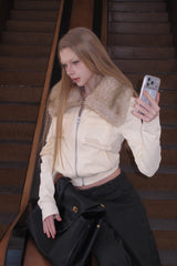 Apricot Trace Fur Jacket