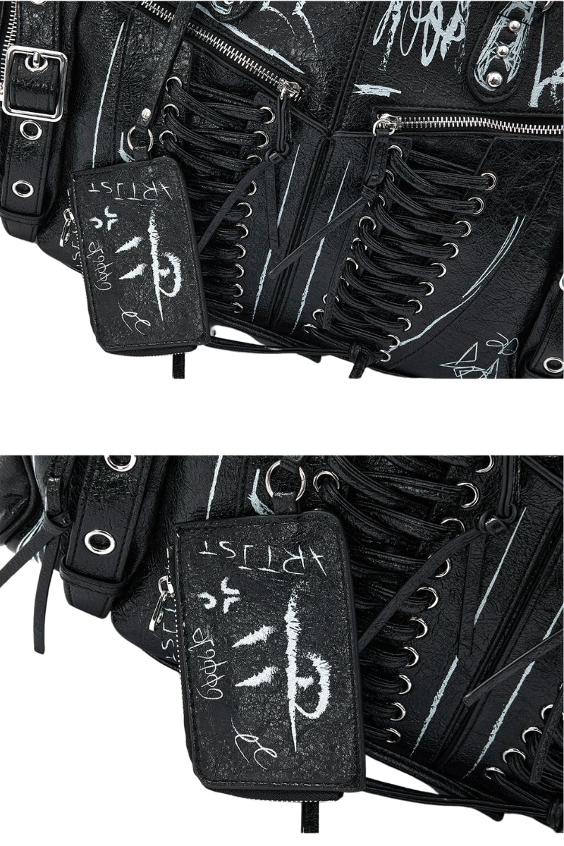 Graffiti Rivet Biker Bag