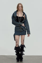 Rivet Edge Cropped Denim Jacket