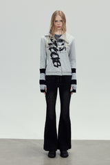 Grunge Print Cropped Zip Hoodie